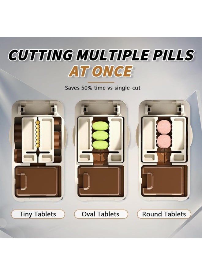 قاطعة أقراص محمولة للحبوب الصغيرة والكبيرة – تقسيم قابل للتعديل إلى 1/4 و1/2 مع علبة تخزين، موزع أقراص مع فرشاة تنظيف، مناسب للسفر - Image 4